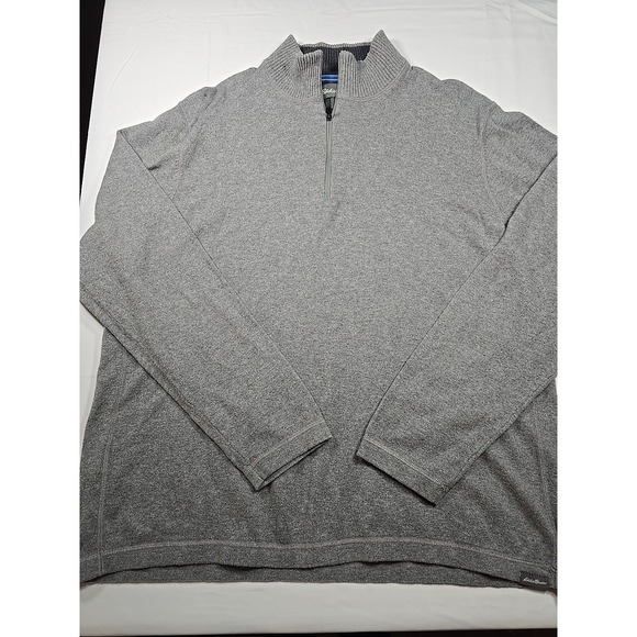 Eddie Bauer Other - Eddie Bauer Wool Mens XL 1/4 Zip Pullover Sweater Merino Cotton Gray Long Sleeve